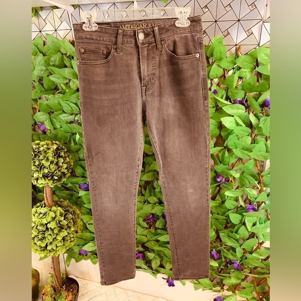 American Eagle Outfitters 360 Extreme Flex Slim Straight Denim Black Jeans 28x30 - Picture 2 of 16